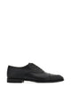 Ferragamo Black Leather Cap Toe Flat Shoes