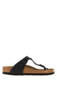 Birkenstock Black Leather Gizeh Thong Slippers