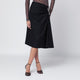 Dries Van Noten Navy Blue Draped Skirt With Brooch