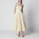 Rotate Birgerchristensen Yellow Midi Dress With Floral Appliqués