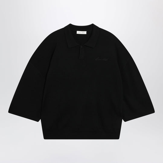 Fear Of God Essentials Signature 90Sstyle Knit 3/4Sleeve Polo In Black