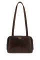 Prada Dark Brown Leather Mini Prada Carry Shoulder Bag
