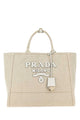 Prada Sand Canvas Shopping Bag