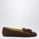 Prada Suede Moccasin Cacao With Embroidery And Tassels