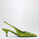 Prada Fern Green Sequin Satin Slingback Pumps