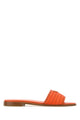 Prada Orange Raffia Slippers