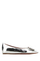 Amina Muaddi Camelia Flat Mirror Silver White B