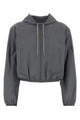 Alexander Wang Shrunken Hoodie Jacket W/ Rhinestone Drawcord