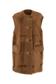 Max Mara Biscuit Shearling Effige Sleeveless Coat