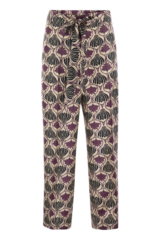 S Max Mara Timec - Printed Silk Fluid Trousers