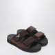 Prada Strappy Sandals In Dark Brown Suede Leather
