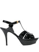 Saint Laurent Tribute Platform Sandals In Black Patent Leather