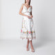 Farm Rio Ivory Midi Dress With Floral Embroidery