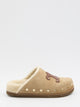 Celine Beige Triomphe Wedge 15Mm Suede Leather Mules