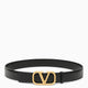 Valentino Garavani Vlogo Black/Gold Leather Belt