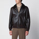 Salvatore Santoro Dark Brown Leather Zip-Up Jacket