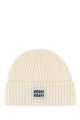 Miu Miu White Wool Blend Beanie Hat