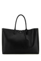Valentino Garavani Black Leather Vlogo Shopping Bag