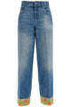 Valentino Blue Washed Jeans With Jacquard Bottoms