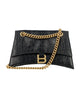 Balenciaga Black Leather Crush S Shoulder Bag