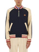 Valentino Blue/Cream Bomber With Mixed Wool Vlogo