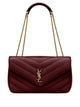 Saint Laurent Burgundy Leather Medium Loulou Shoulder Bag