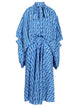 Balenciaga Midi Dress With Bow And Blue Print
