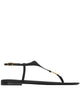 Saint Laurent Black Leather Cassandre Thong Sandals