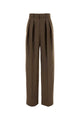 Saint Laurent Mud Wool Blend Wide-Leg Pant