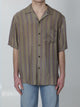 Saint Laurent Boxy Shortsleeve Buttonup Cupro Shirt, Brown