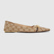 Gucci Women's Gucci Vittoria Canvas Ballet Flats Featuring Beige Gg Monogram Pattern And Gold-Tone Horsebit Hardware