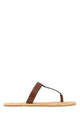 Saint Laurent Brown Leather Babylone Thong Slippers
