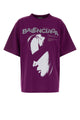 Balenciaga Purple Cotton Oversize T-Shirt