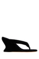 Balenciaga Black Velvet Thong Wedge