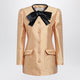 Valentino Garavani Pea Coat In Shantung In Melon/Black