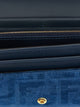 Fendi Continental Blue Suede Convertible Wallet