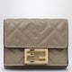 Fendi Micro Wallet Taupe Gold Logo