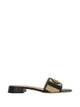 Valentino Garavani Black Nude Flat Sandal With Golden Logo