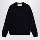 Valentino Navy Blue Wool Crewneck Sweater