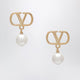 Valentino Garavani Vlogo Pearl Drop Earrings In Gold-Tone Brass
