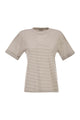 Peserico Striped Linen And Cotton T-Shirt With Luminous Yarns