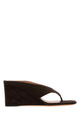 Alaia Dark Brown Suede Thong Mules