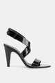 Alaia Sandale À Brides Croisées En Verni Noir Talon Conique
