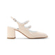 Carel Paris Beige Calf Leather Banana Patent Leather Sling Back Pumps
