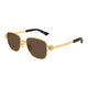 Bottega Veneta Gold-Gold-Brown Metal Sunglasses