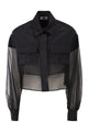 Elisabetta Franchi Cropped Cotton Shirt With Silk Organza Inserts