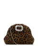 Amina Muaddi Camelia Micro Clutch In Leopard Suede