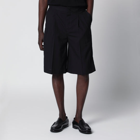 Pt Torino Black Cotton Bermuda Shorts