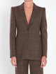 Chloé Single-Breasted Checked Brown Wool Jacket