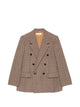 Chloé Blazer Cruzado Beige Cuadros 6 Botones